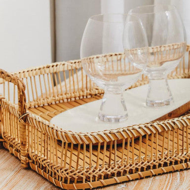 Ezell Rattan and Bamboo Natural Rectangular Tray
