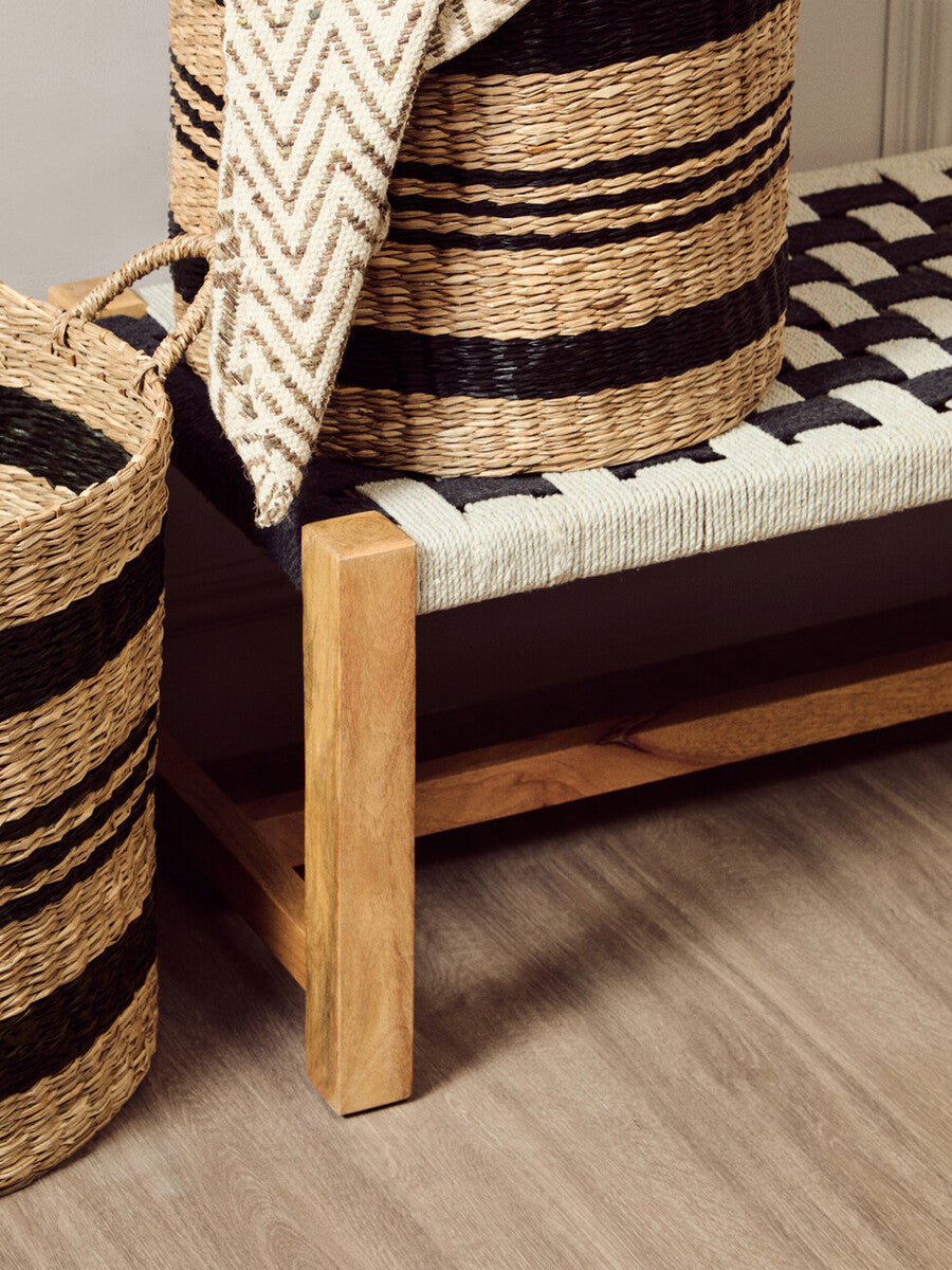 Arles Set of 2 Seagrass Baskets with Black Stripes
