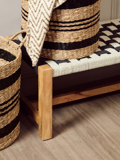 Arles Set of 2 Seagrass Baskets with Black Stripes