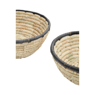Set of 3 Palm Leaf Baskets with Black Trim | Lidi