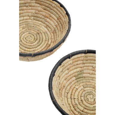 Set of 3 Palm Leaf Baskets with Black Trim | Lidi