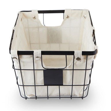 Harga Medium Black Wire Storage Basket with Lining
