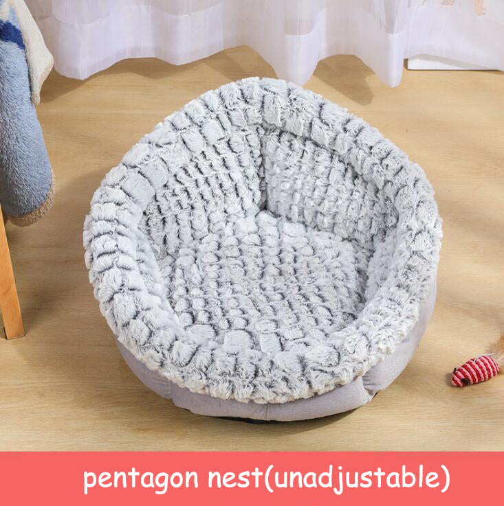 Pet Bed Soft Non-Slip Plush Kennel Round Cat Dog Nest Cushion