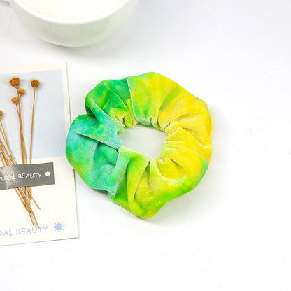 Rainbow color fleece hair ring