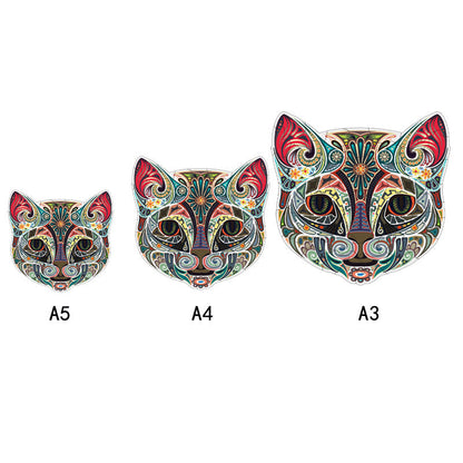 Flower Face Cat Irregular Wooden Puzzle Flat Area Wood