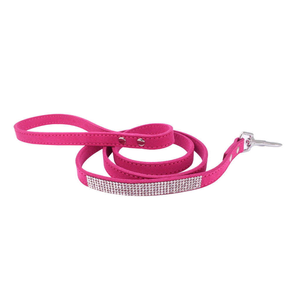 Adjustable Suede Leather Dog Collar Leash Set