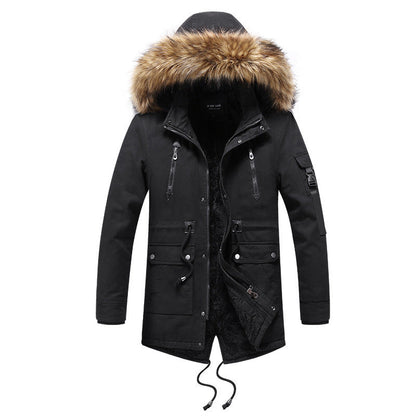 Men's mid-length padded trench coat