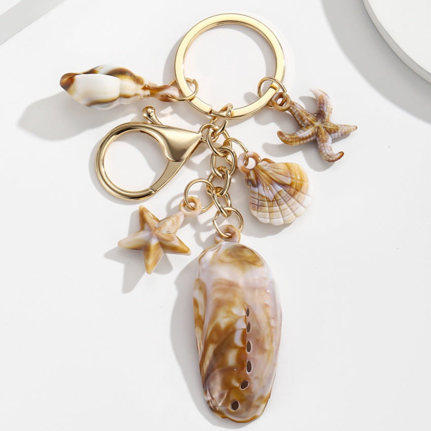 Simulation Shell Conch Starfish Five-pointed Star Pendant Keychain