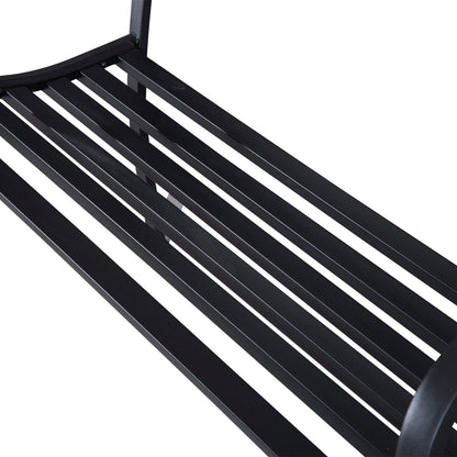 Outsunny 2-Seater Garden Bench, Steel-Black