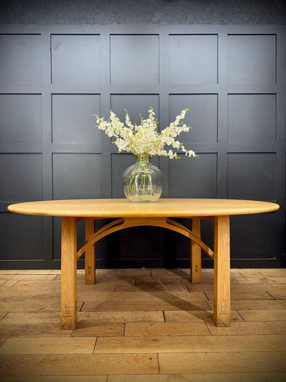 Solid Oak Oval Dining Kitchen Table 190cm – Designer David Gregson