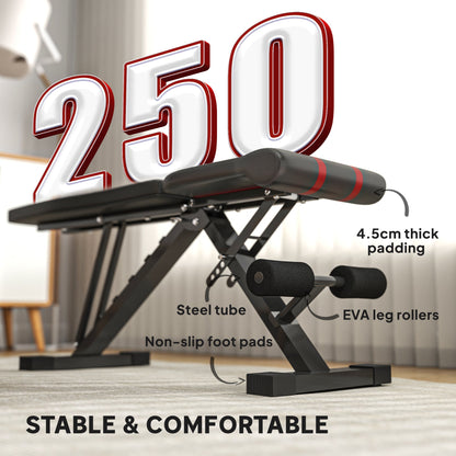 SPORTNOW Foldable Weight Bench, Adjustable Incline Flat Bench Press with 6-Level Backrest, 4-Level Seat, Leg Extension for Home Gym Workout Full Body Strength Training