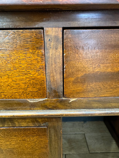 Antique Mahogany Twin Pedestal Desk Kneehole Writing Office Desk Computer Desk