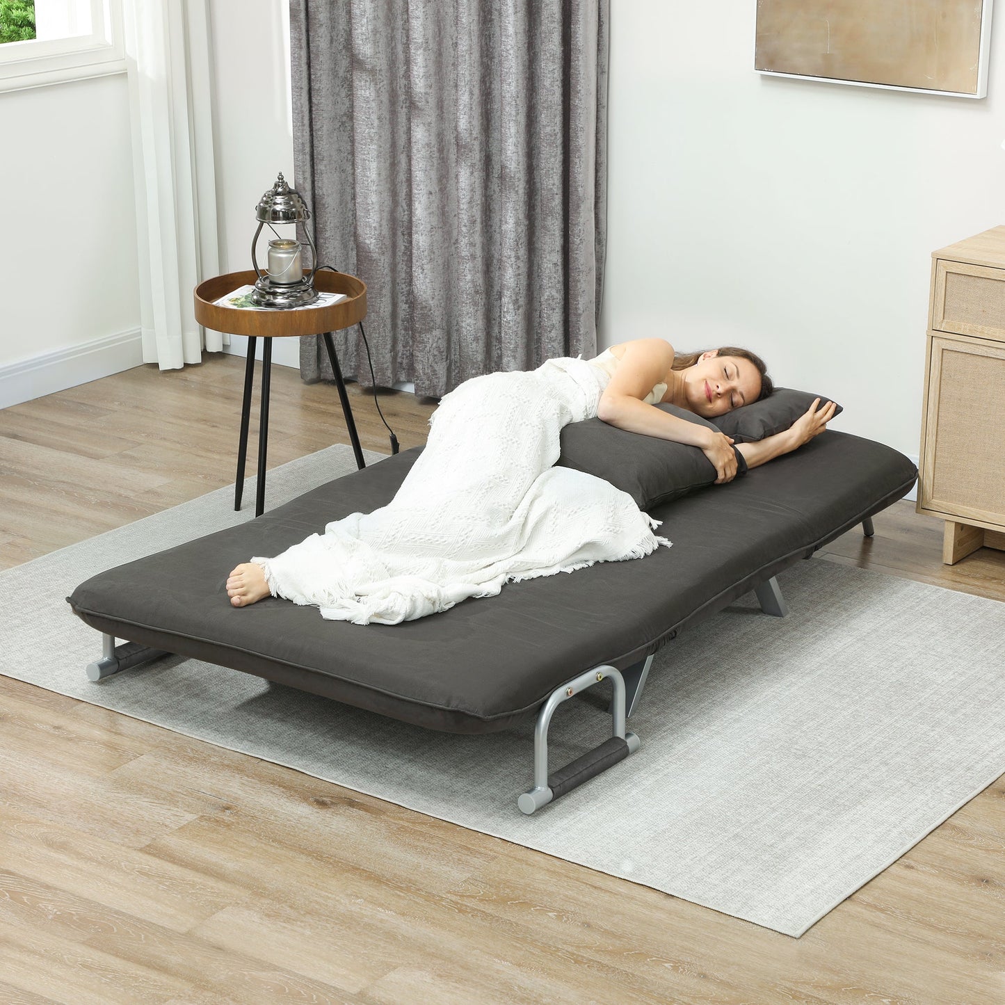HOMCOM Two-Seater Click-Clack Sofa Bed - Charcoal Grey