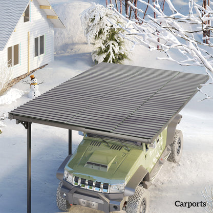Outsunny Set of 12 Corrugated Steel Roof Sheet Panels - Light Grey