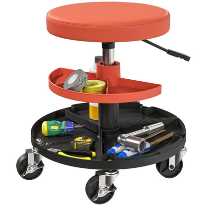HOMCOM Rolling Mechanic Stool, 135kg Capacity Workshop Stool, Yellow