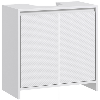 HOMCOM Freestanding Under Sink Cabinet with 2 Doors and Shelf, White