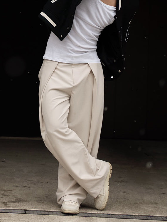 High-waisted Pleated Casual Pants