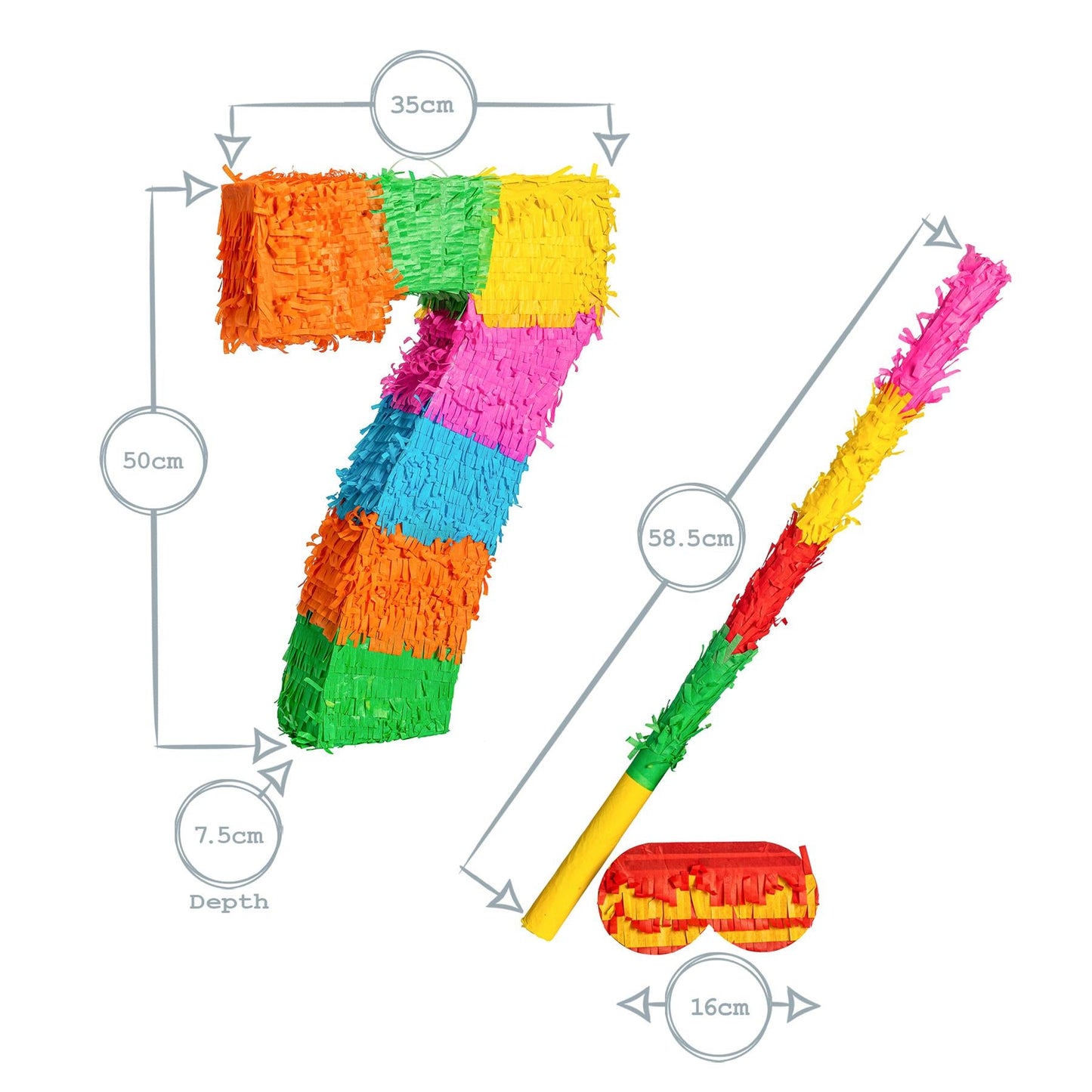 Large Number 7 Pinata Party Set