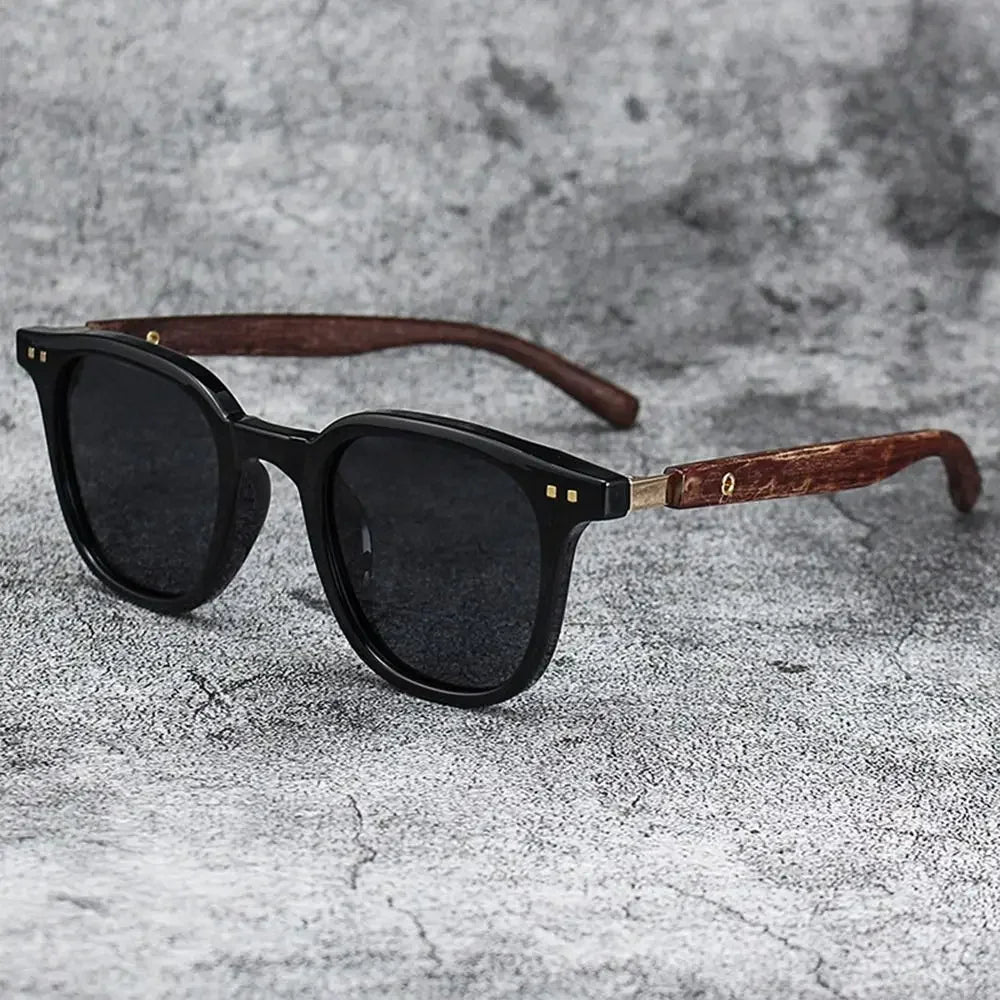Trendy Retro Wood Grain Sunglasses Polarized UV Protection for Men Women Perfect for Cycling Outdoor Street Photography