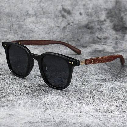 Trendy Retro Wood Grain Sunglasses Polarized UV Protection for Men Women Perfect for Cycling Outdoor Street Photography