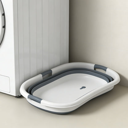 PawHut Dog Bath Tub, Portable Foldable Dog Bathtub with Drainage Hole, for Small Dogs Puppies Grey