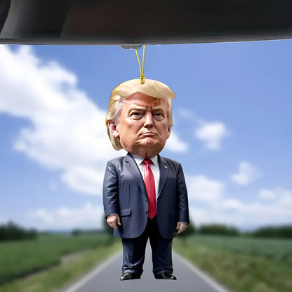 Trump-Inspired Acrylic Christmas & Halloween Decor - Sparkling Hanging Ornaments for Car and Tree, Perfect Holiday Gift Idea