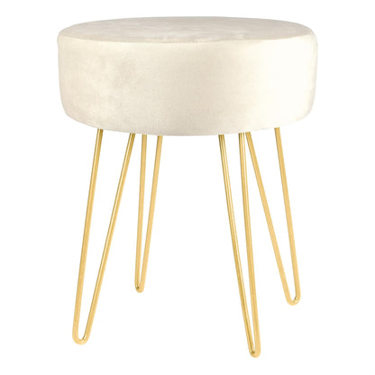 Cream Round Velvet Footstool
