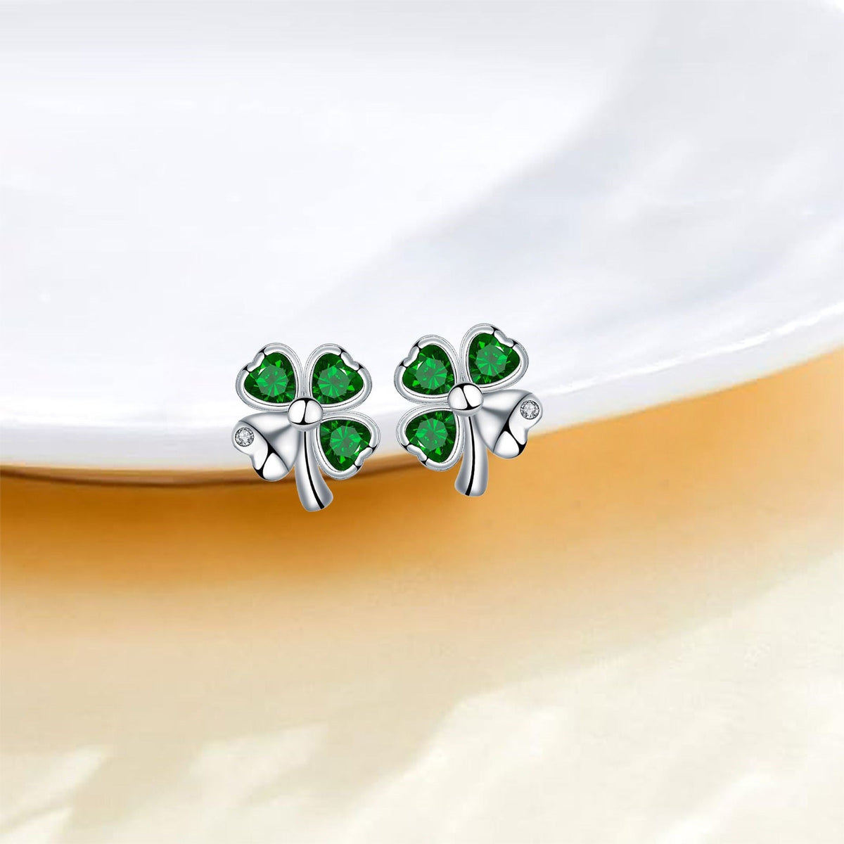 Silver Needle Natural Four-leaf Clover Lucky Earrings Female Gift For Mother's Day
