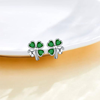 Silver Needle Natural Four-leaf Clover Lucky Earrings Female Gift For Mother's Day