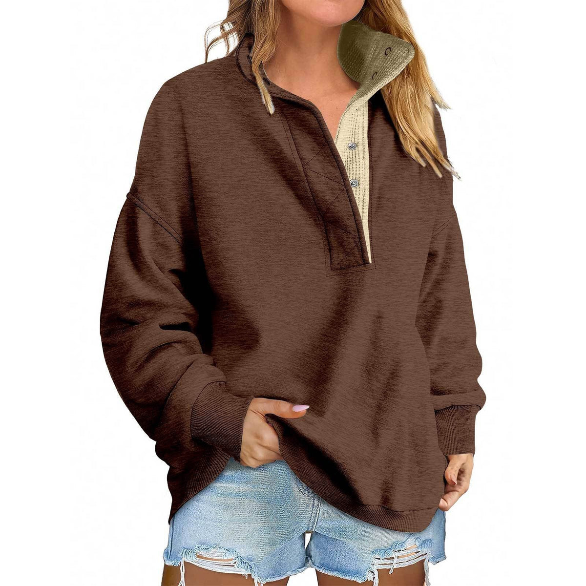 Pullover Leisure Loose Button Sweater For Women