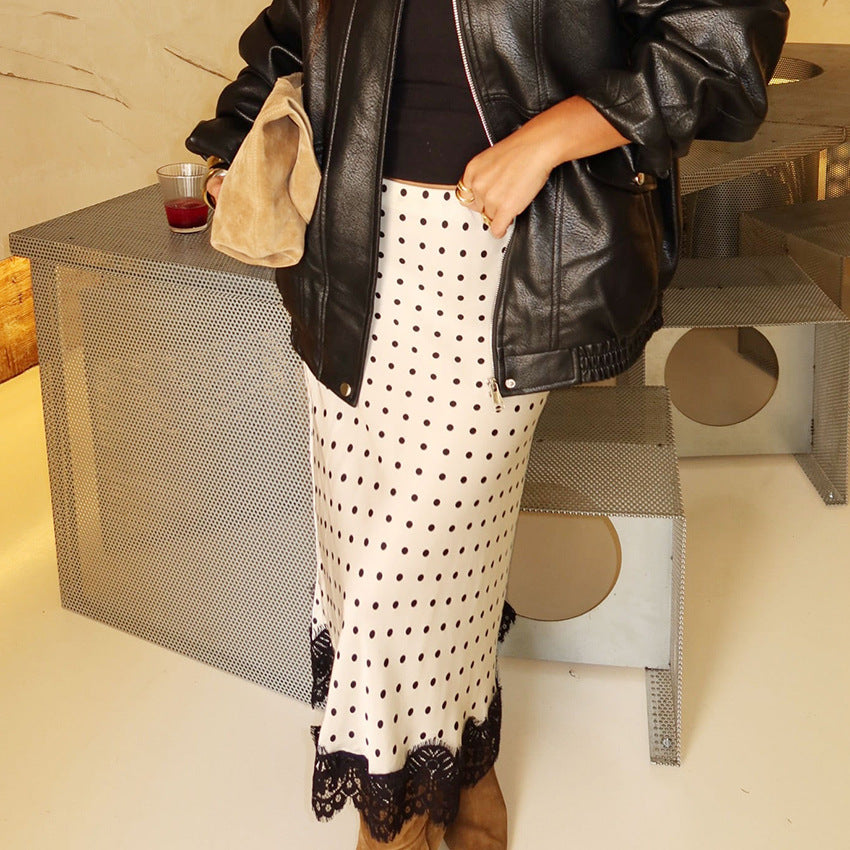 Women's New Arrival Lace-Patchwork Polka-Dot Skirt