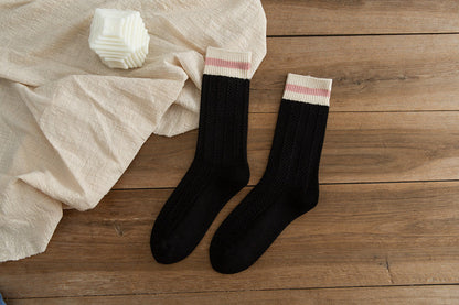 Women's Chunky-knit Rabbit-fur Ankle Socks Mid-calf Length