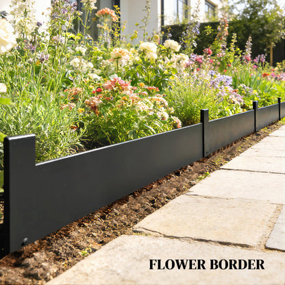 Outsunny 5pcs Garden Fence, Metal Picket Fence Panels, 115x20cm, Black