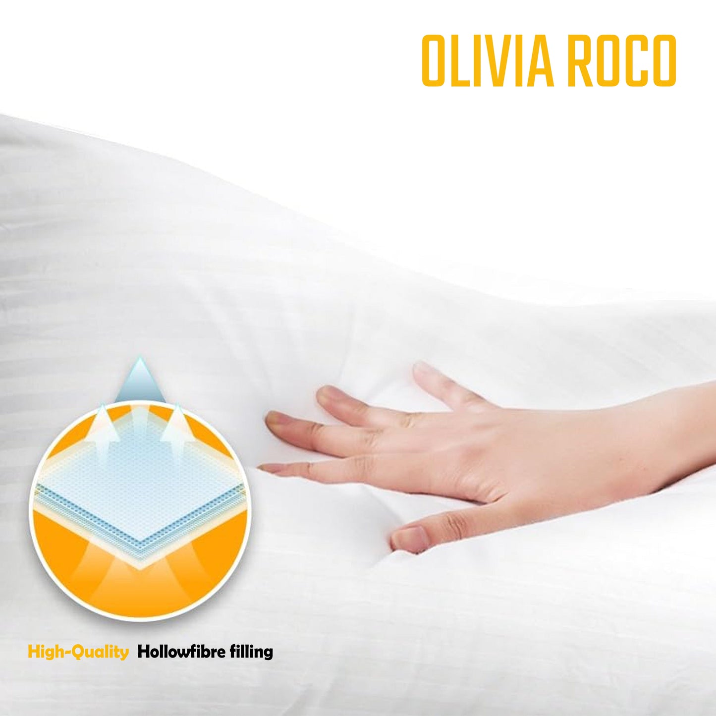 2 Pack Luxury Hotel Pillows Hypoallergenic Hollowfibre Soft Medium Support for Comfortable Sleep by OLIVIA ROCCO
