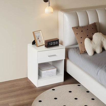 2-Tier Nightstand Set of 2, Bedside Cabinet End Table for Bedroom Home Office, White