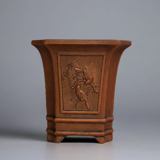 11cm Premium Unglazed Bonsai Pot | Cascade | 11cm x 11cm x 11cm | Brown