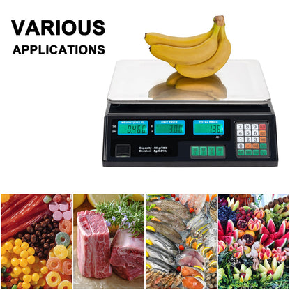 【Old code:17568532】ACS-30 40kg/5g Digital Price Computing Scale for Vegetable UK Plug Silver & Black
