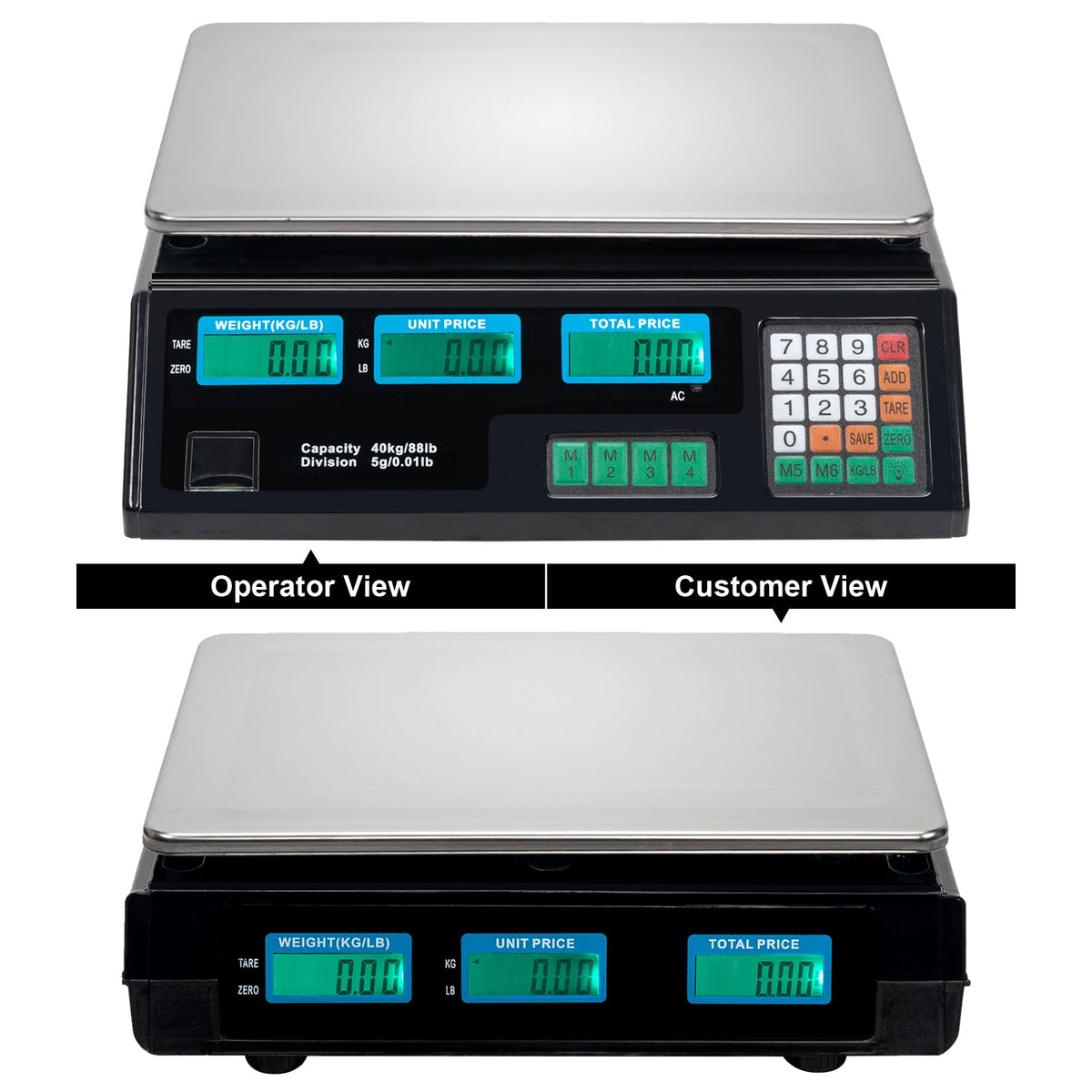 【Old code:17568532】ACS-30 40kg/5g Digital Price Computing Scale for Vegetable UK Plug Silver & Black