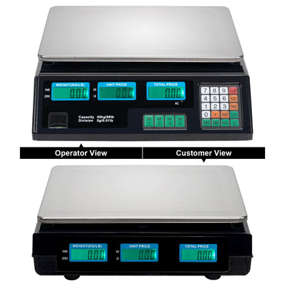 【Old code:17568532】ACS-30 40kg/5g Digital Price Computing Scale for Vegetable UK Plug Silver & Black