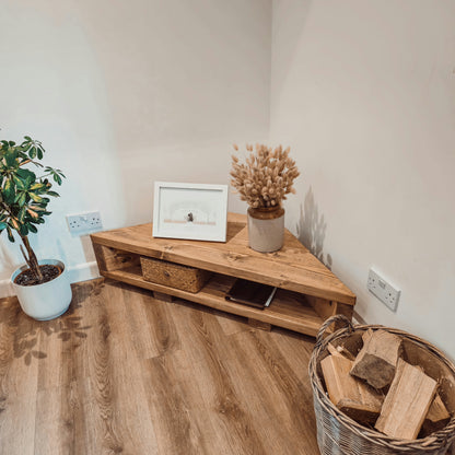 Corner Solid Wood Tv Unit / Solid Wood / Rustic