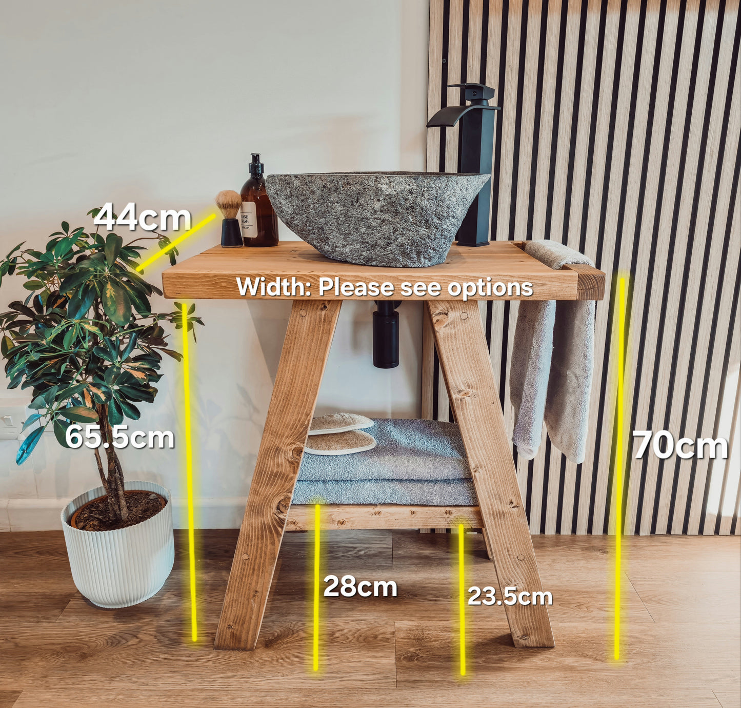 BORA Wooden Vanity and Shelf Storage with Stone Sink | Tribe Joinery