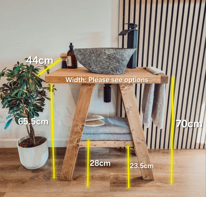 BORA Wooden Vanity and Shelf Storage with Stone Sink | Tribe Joinery