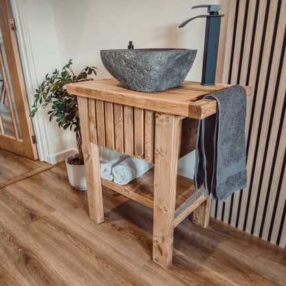 BUTLER Wooden Vanity and Shelf Storage with Stone Sink | Tribe Joinery