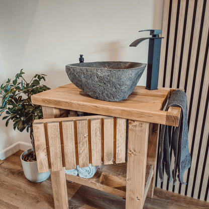 BUTLER Wooden Vanity and Shelf Storage with Stone Sink | Tribe Joinery