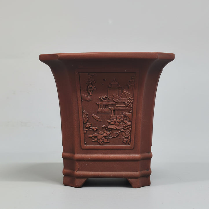 11cm Premium Unglazed Bonsai Pot | Cascade | 11cm x 11cm x 11cm | Brown