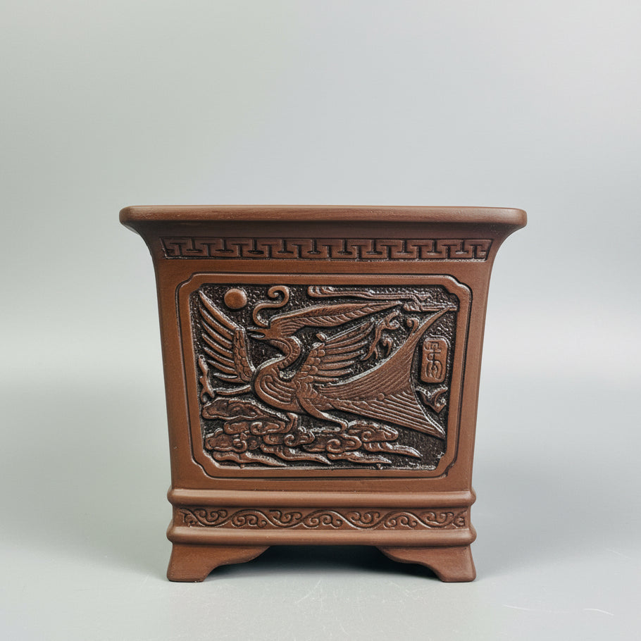 25cm Premium Unglazed Bonsai Pot | Cascade | 25cm x 25cm x 23cm | Brown