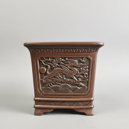 25cm Premium Unglazed Bonsai Pot | Cascade | 25cm x 25cm x 23cm | Brown