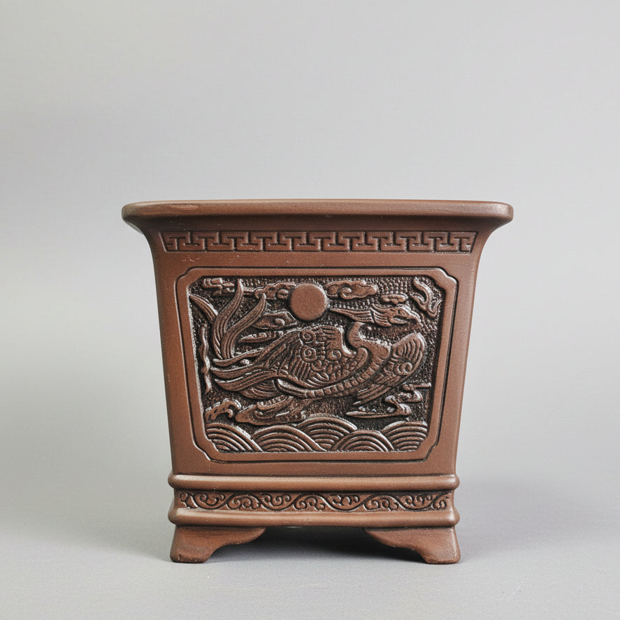 25cm Premium Unglazed Bonsai Pot | Cascade | 25cm x 25cm x 23cm | Brown