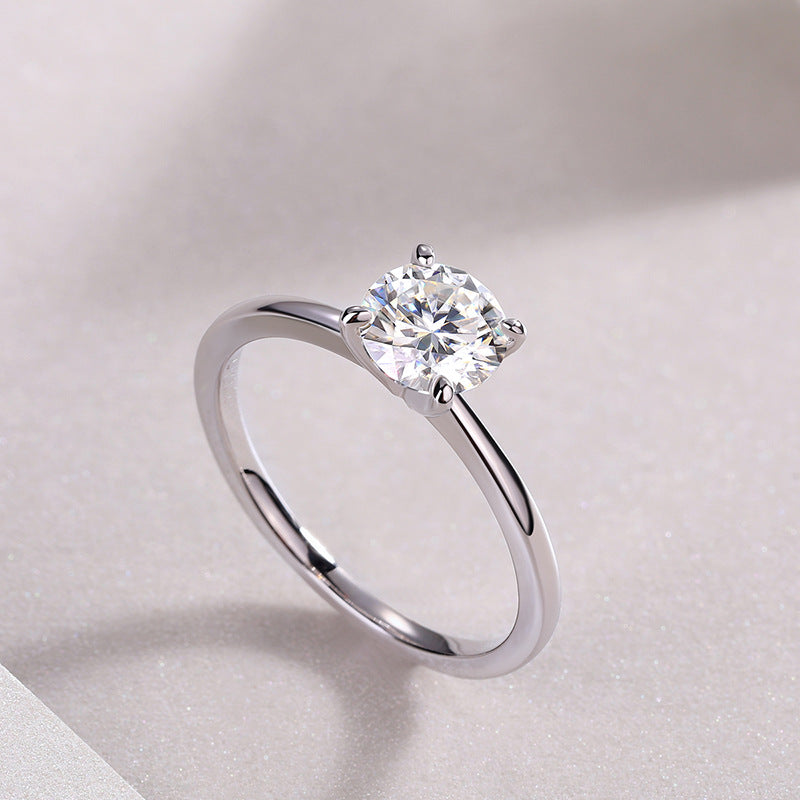 S925 Sterling Silver Moissanite Four-Prong