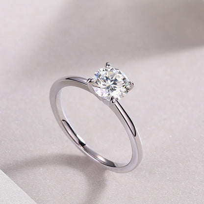 S925 Sterling Silver Moissanite Four-Prong